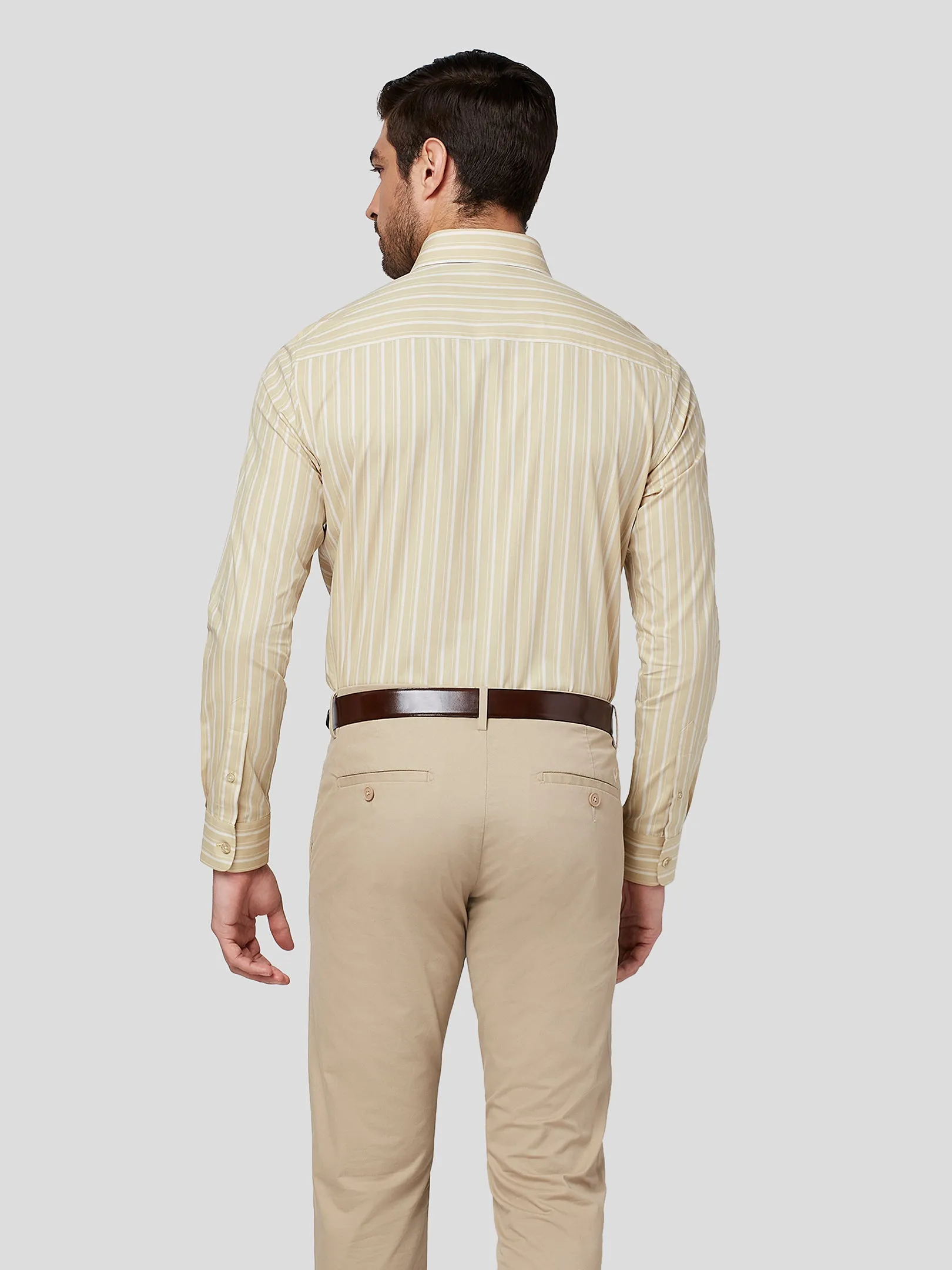 Marvella Beige Striped Cotton Shirt