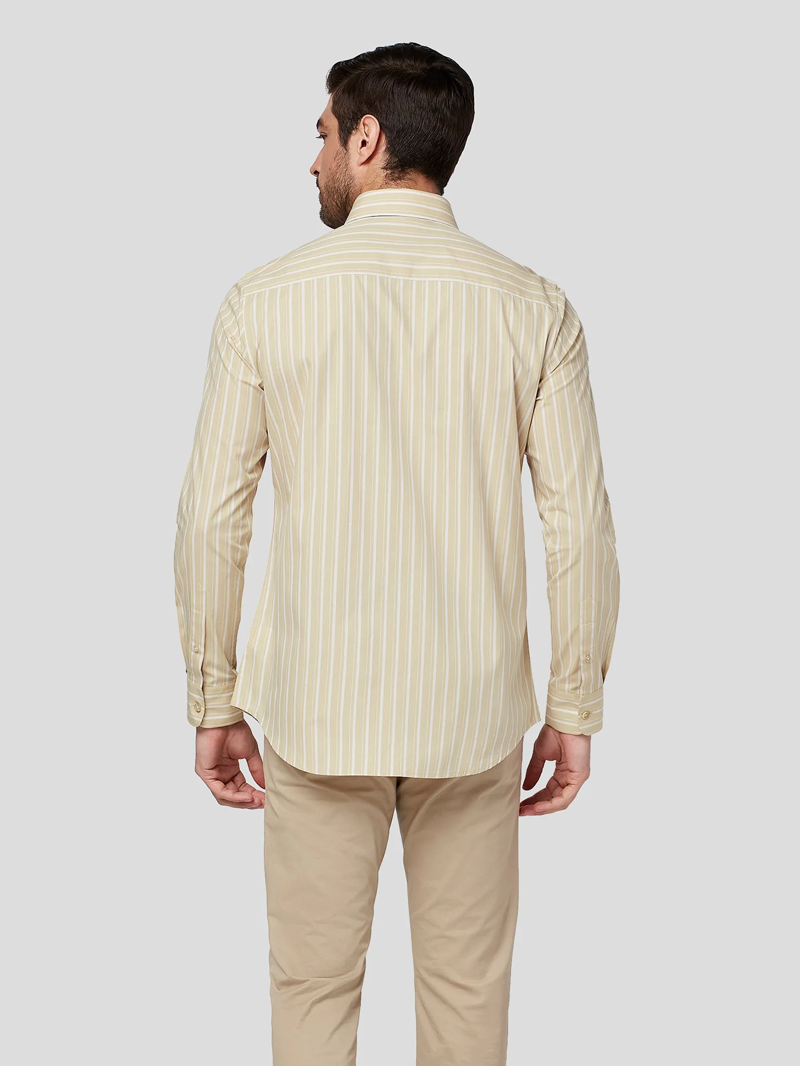 Marvella Beige Striped Cotton Shirt