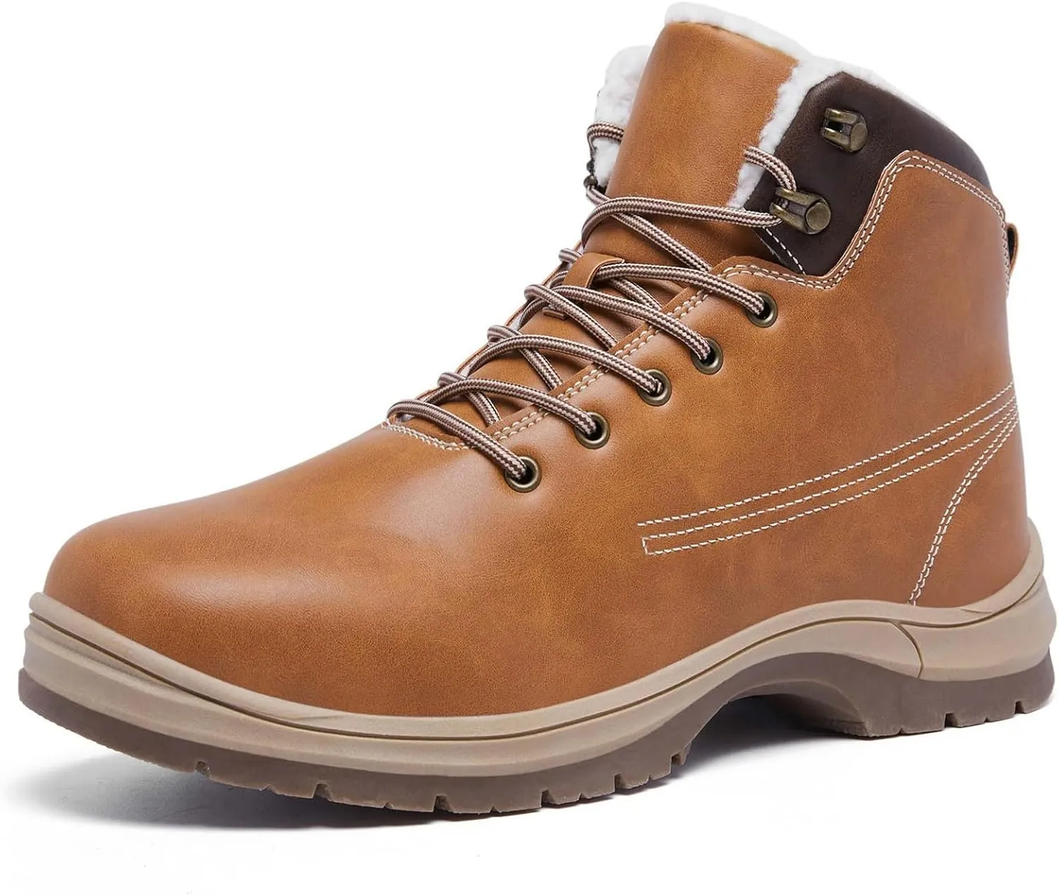 Men Work Boots Soft Toe Hiking Sneakers with Warm Fur Lining Safety Shoes for Women Comfortable Waterproof Outdoor Shoes Lightweight Anti Slip Hike Grounded Footwear