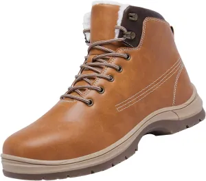 Men Work Boots Soft Toe Hiking Sneakers with Warm Fur Lining Safety Shoes for Women Comfortable Waterproof Outdoor Shoes Lightweight Anti Slip Hike Grounded Footwear