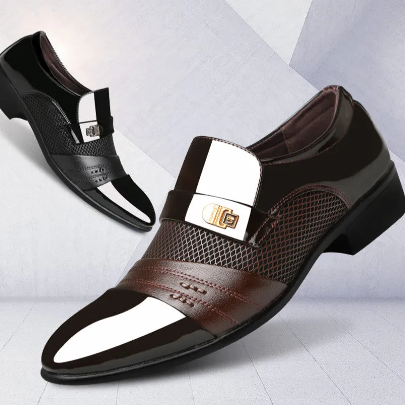 Men's Elegant PU Leather Slip On Lightweight Dress Shoes