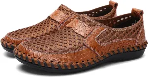 Men's Mesh Breathable Walking Loafers Outdoor Lightweight Slip-on Mesh Casual Shoes Panelled Honeycomb Hiking Shoes