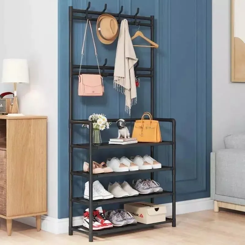 Multifunction 5 Layers Shoe Rack  With Clothes  Rack