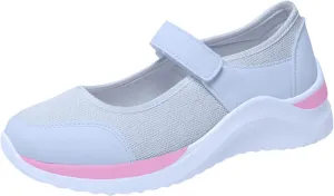 oiangi Walking Shoes Women Dressy Summer Platform Round Toe Breathable Mesh Hook and Loop Sandals Comfortable Outdoor Ladies Casual Non-Slip Sneakers