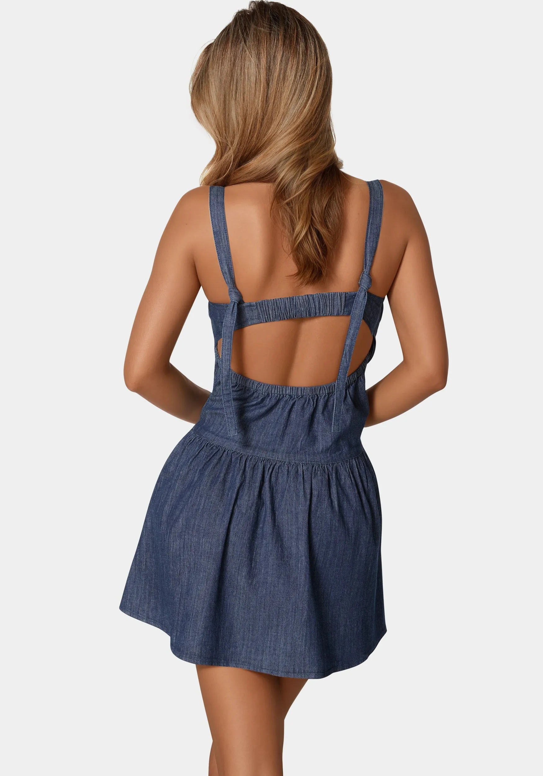 Open Back Denim Dress