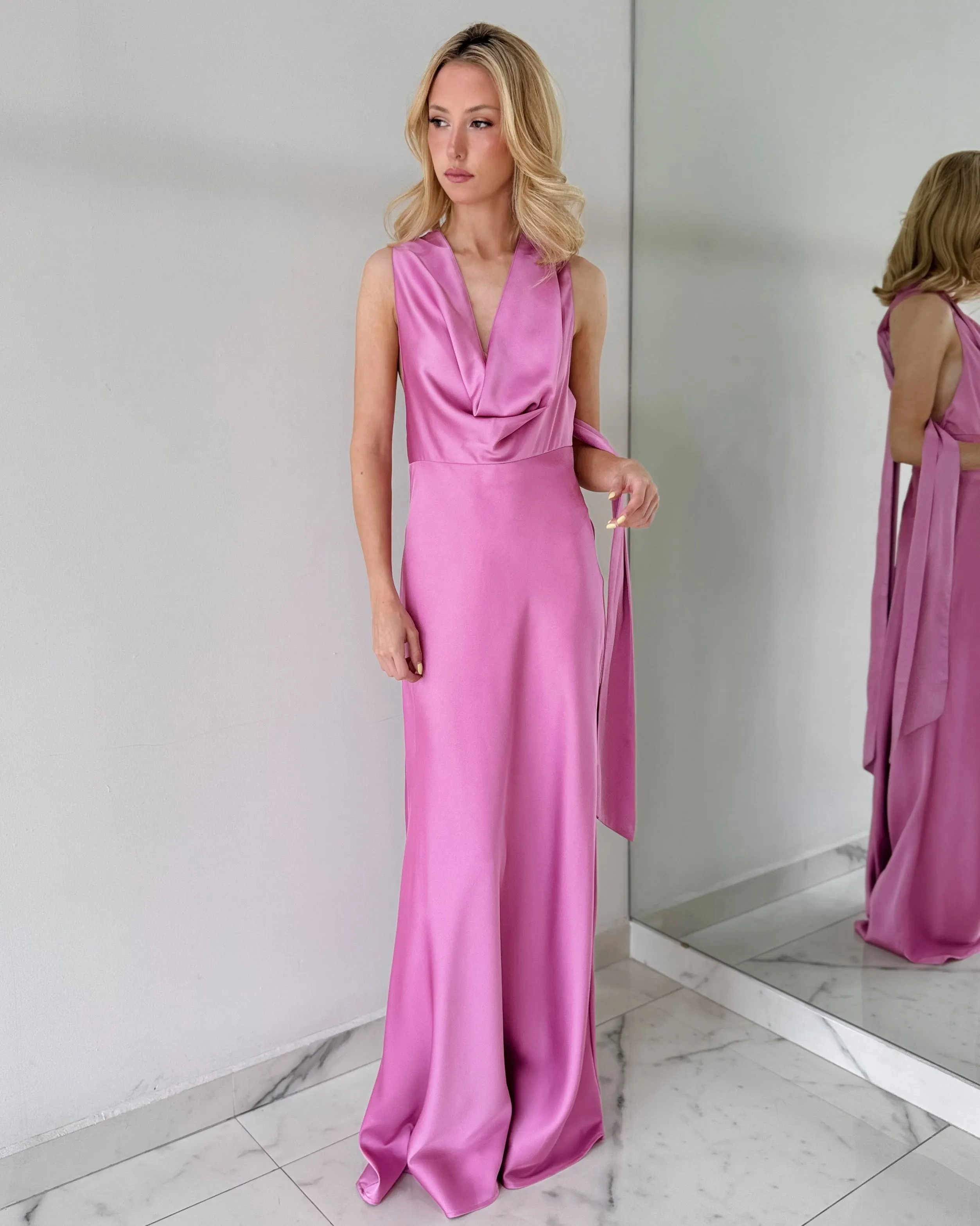 Orchid Open Back Gown Dress