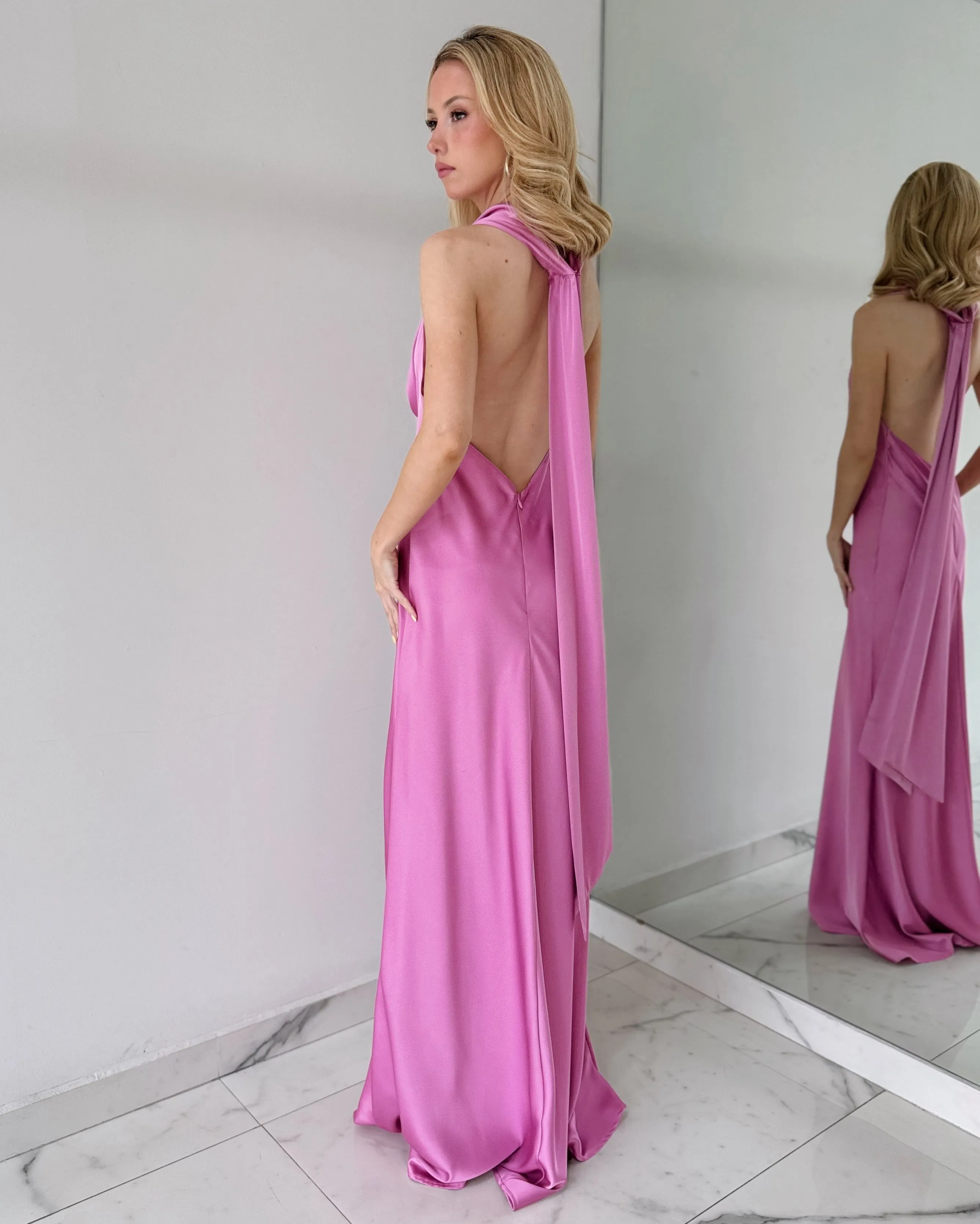Orchid Open Back Gown Dress