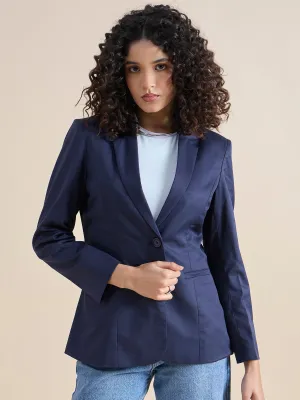 Poly Cotton Blazer - Blue