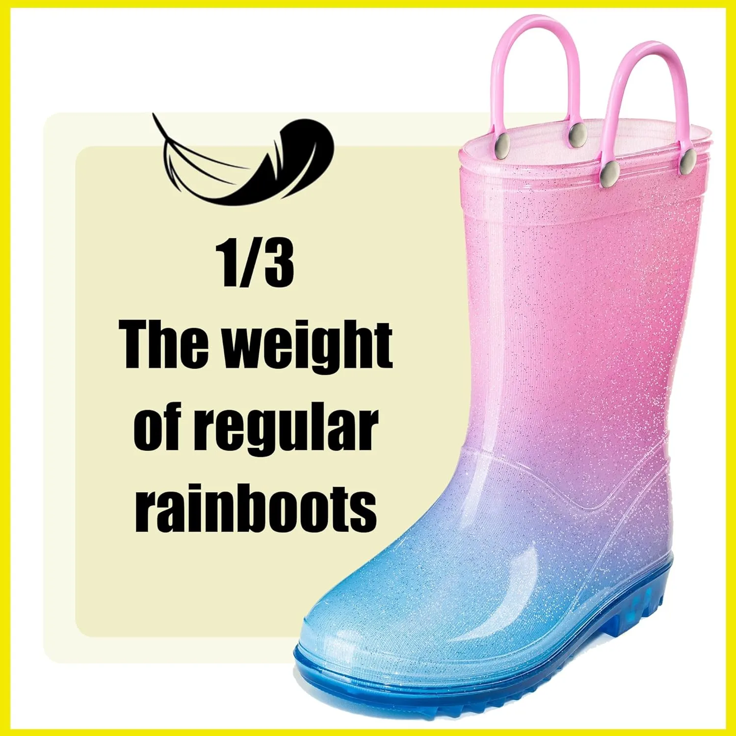 Puddle Play Kids' PVC Glitter Rain Boots with Easy-On Handles  Sparkly, Lightweight, for Girls & Boys  Toddler & Little Kid Sizes
