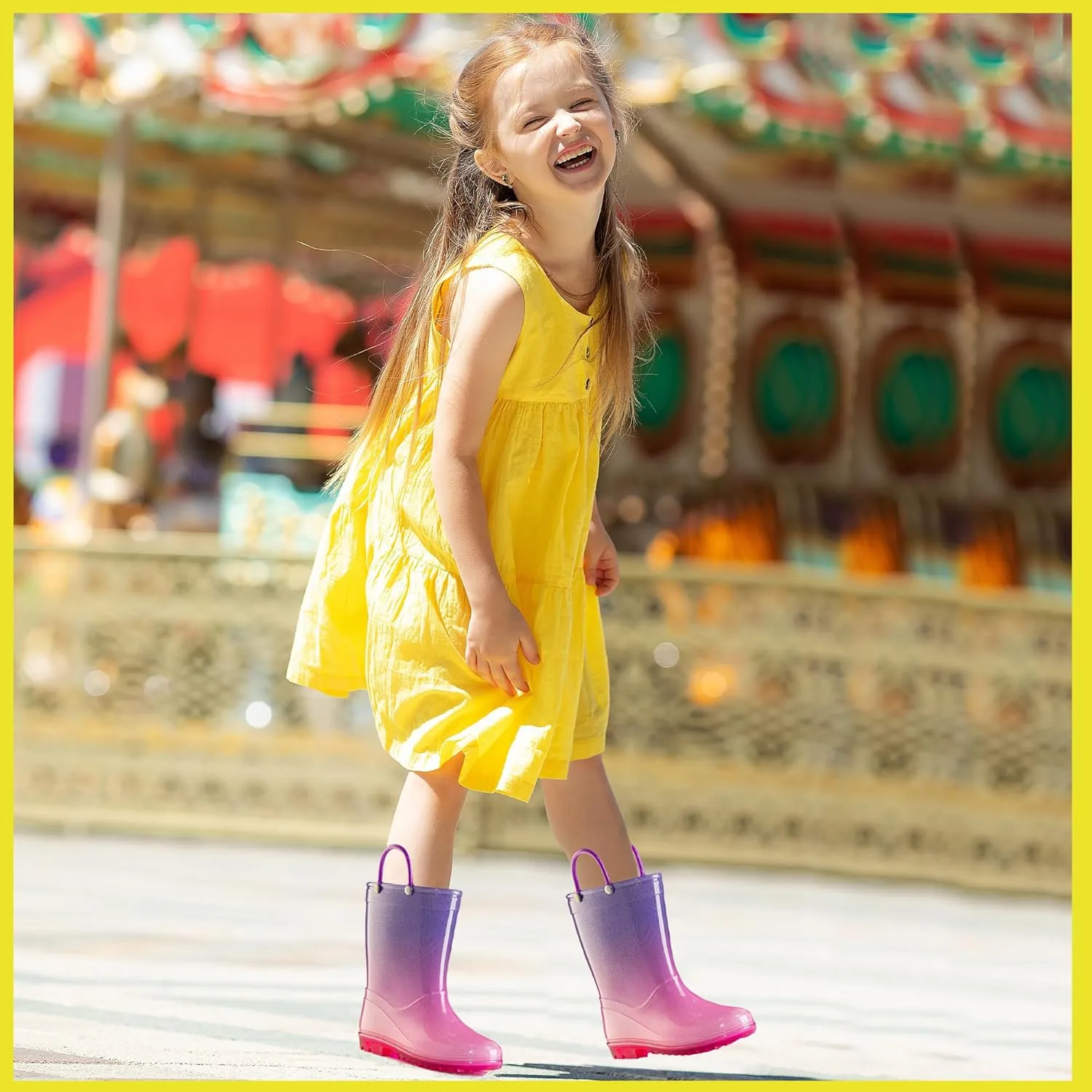 Puddle Play Kids' PVC Glitter Rain Boots with Easy-On Handles  Sparkly, Lightweight, for Girls & Boys  Toddler & Little Kid Sizes