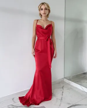 Red Open Back Gown Dress