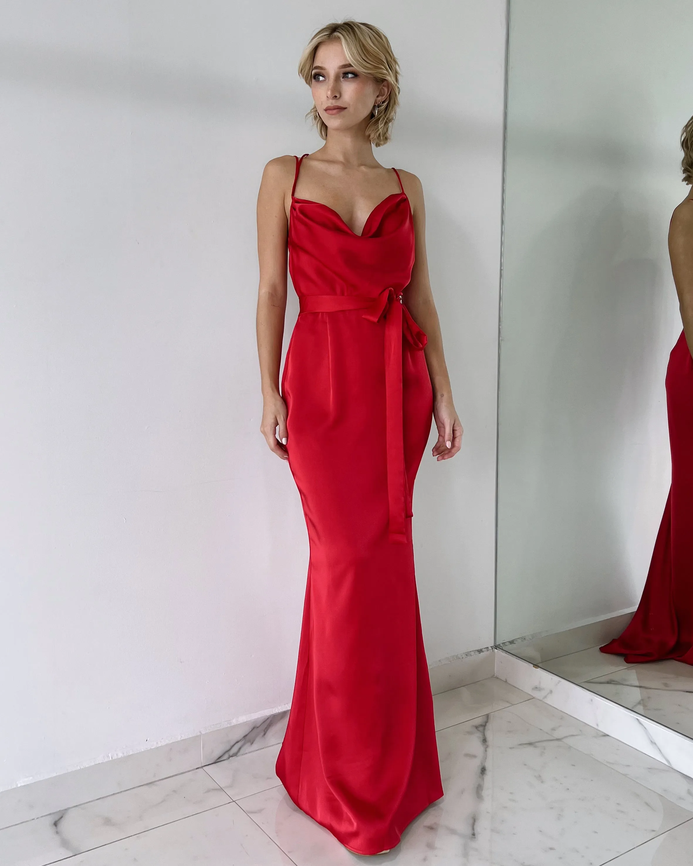 Red Open Back Gown Dress