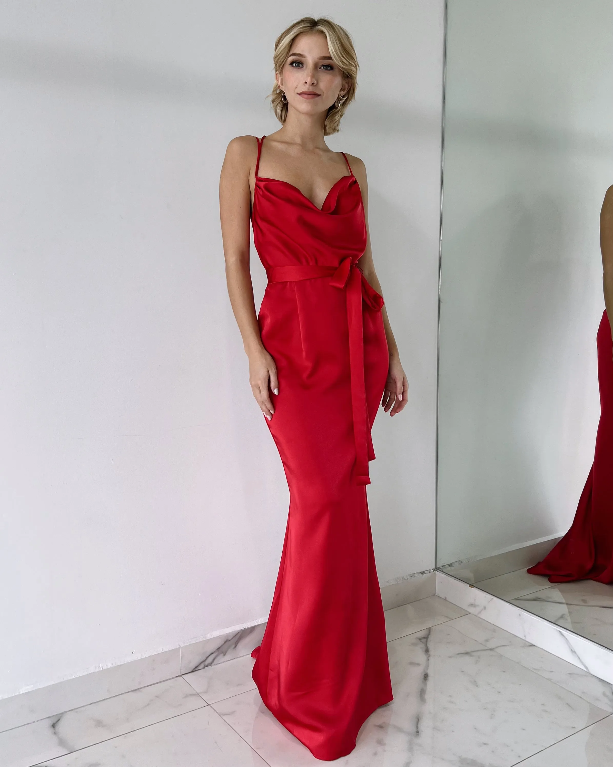 Red Open Back Gown Dress
