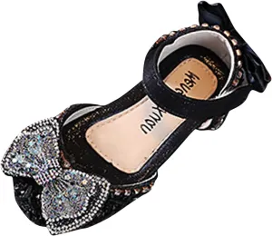 Sequin Princess Shoes for Kids, Girls Bowknot Flat Dress Shoes, Princess Bridesmaid Flower Girl Mary Jane Sandals