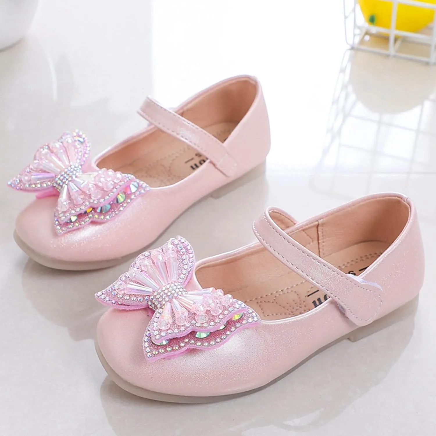 Sequins Bowknot Mary Jane Flat for Girls Party Wedding Ballerina Shoes Princess Ballet Dance Performance Shoes