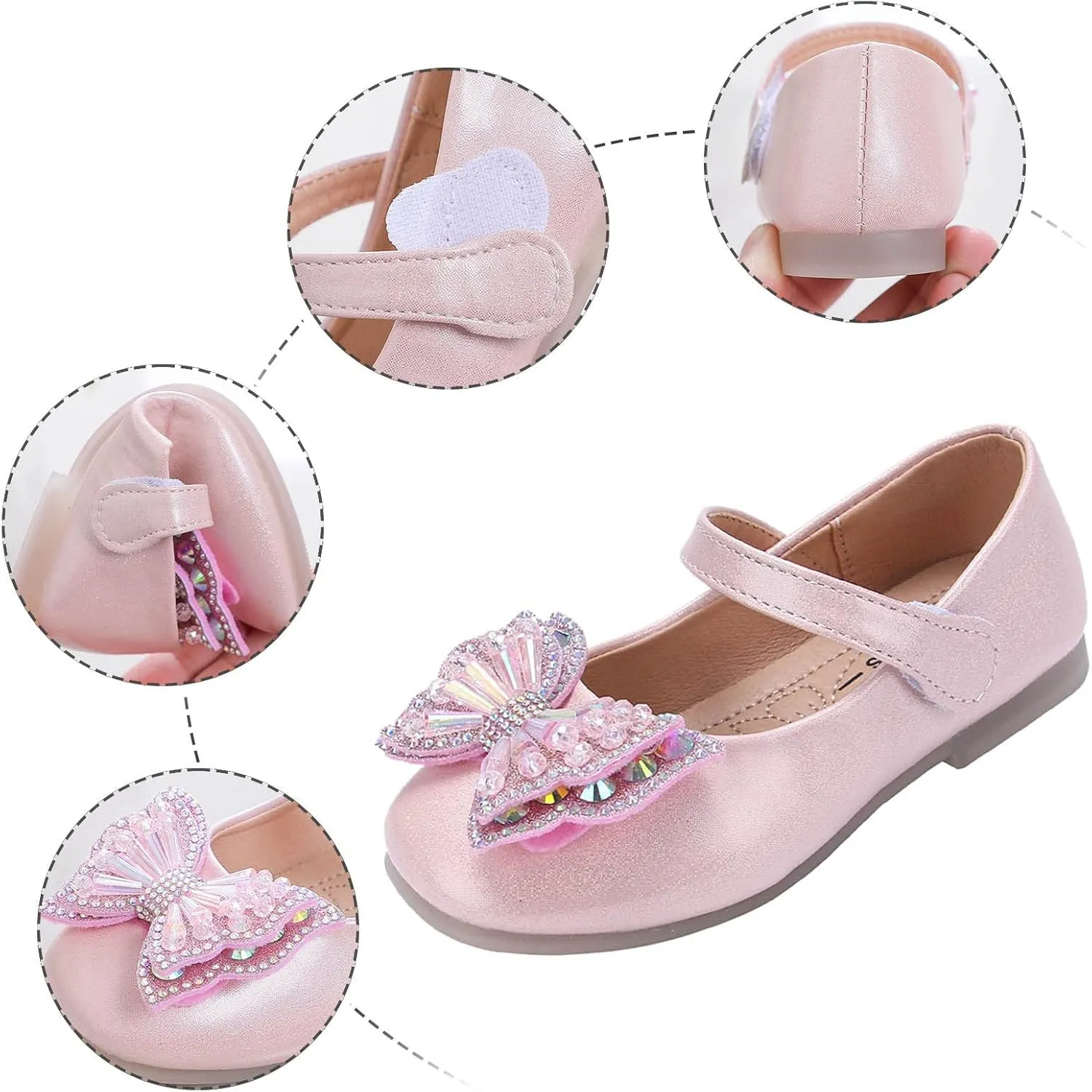 Sequins Bowknot Mary Jane Flat for Girls Party Wedding Ballerina Shoes Princess Ballet Dance Performance Shoes