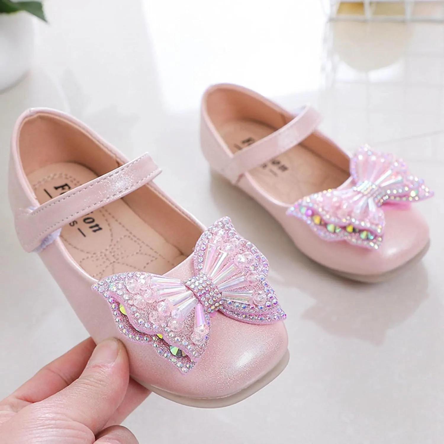 Sequins Bowknot Mary Jane Flat for Girls Party Wedding Ballerina Shoes Princess Ballet Dance Performance Shoes