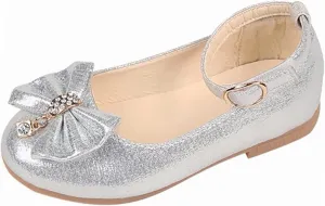 Shallow Shoes Crystal Princess Baby Kids Dance Single Children Infant Shoes Bowknot Girls Baby Toddler Running (Silver, 3-3.5Years Toddler)