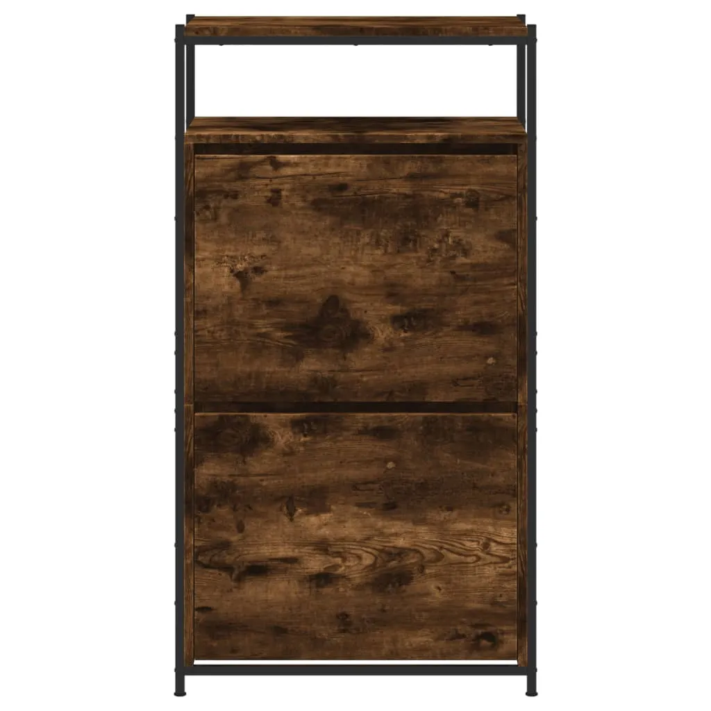 Shoe Cabinet Smoked Oak 60x34x112 Engineered Wood