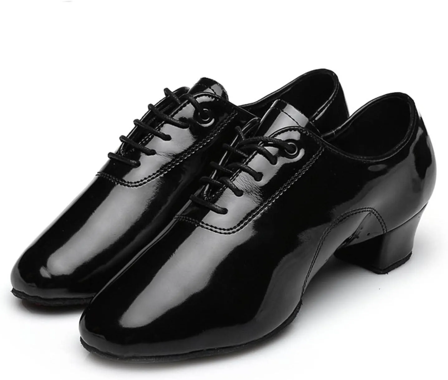 Shoes Boys Modern Dance Shoes Prom Ballroom Latin Dance Shoes Solid Color Lace Up Leather Boy's Winter Boots (Black, 34)