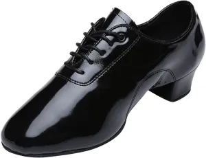 Shoes Boys Modern Dance Shoes Prom Ballroom Latin Dance Shoes Solid Color Lace Up Leather Shoes Lavish Boots (Black, 27)