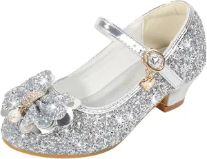 Shoes for Girls,Toddler Girl Glitter Sequins Princess Shoes Low Heels Party Dress Dance Shoes Rhinestone Sandals Shoes