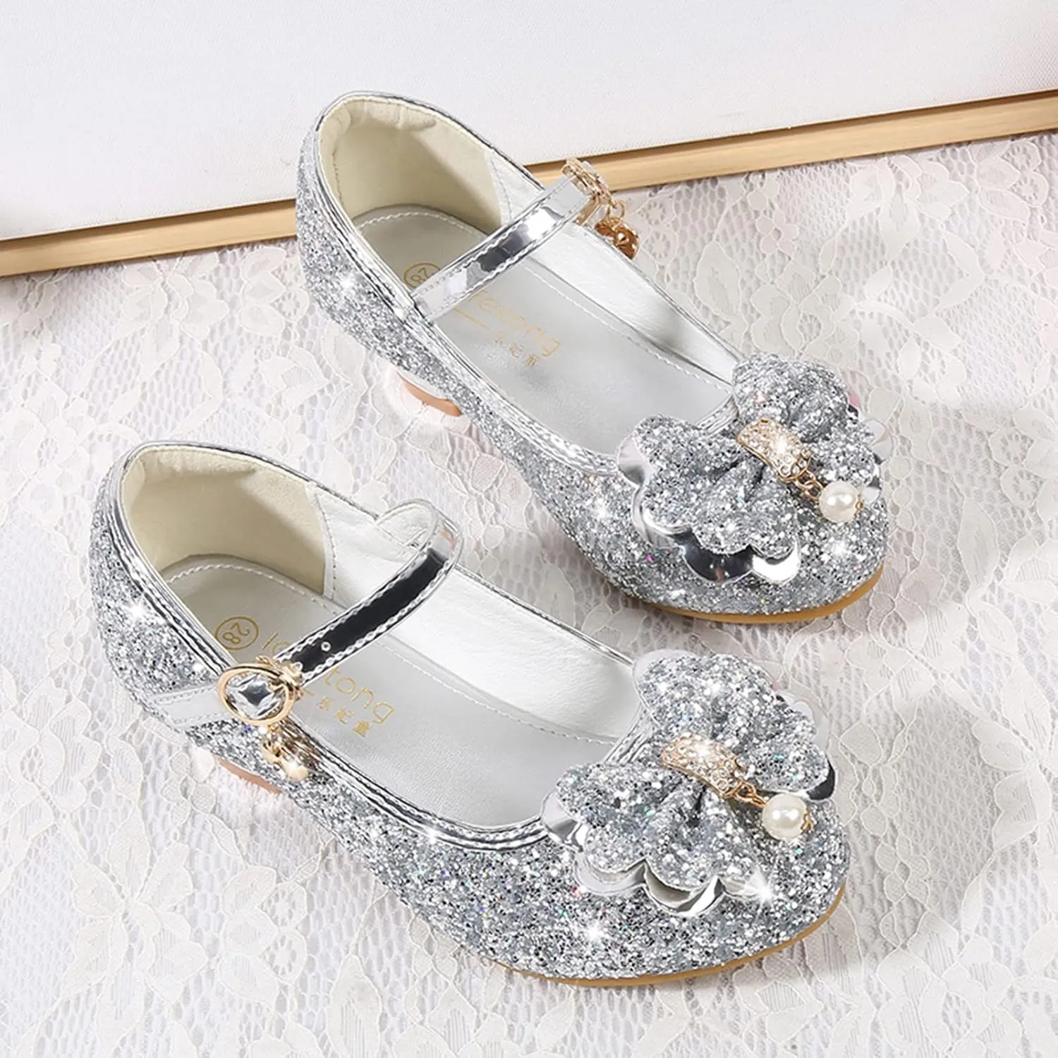 Shoes for Girls,Toddler Girl Glitter Sequins Princess Shoes Low Heels Party Dress Dance Shoes Rhinestone Sandals Shoes