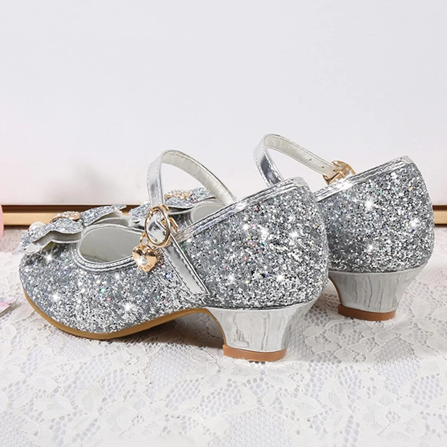 Shoes for Girls,Toddler Girl Glitter Sequins Princess Shoes Low Heels Party Dress Dance Shoes Rhinestone Sandals Shoes