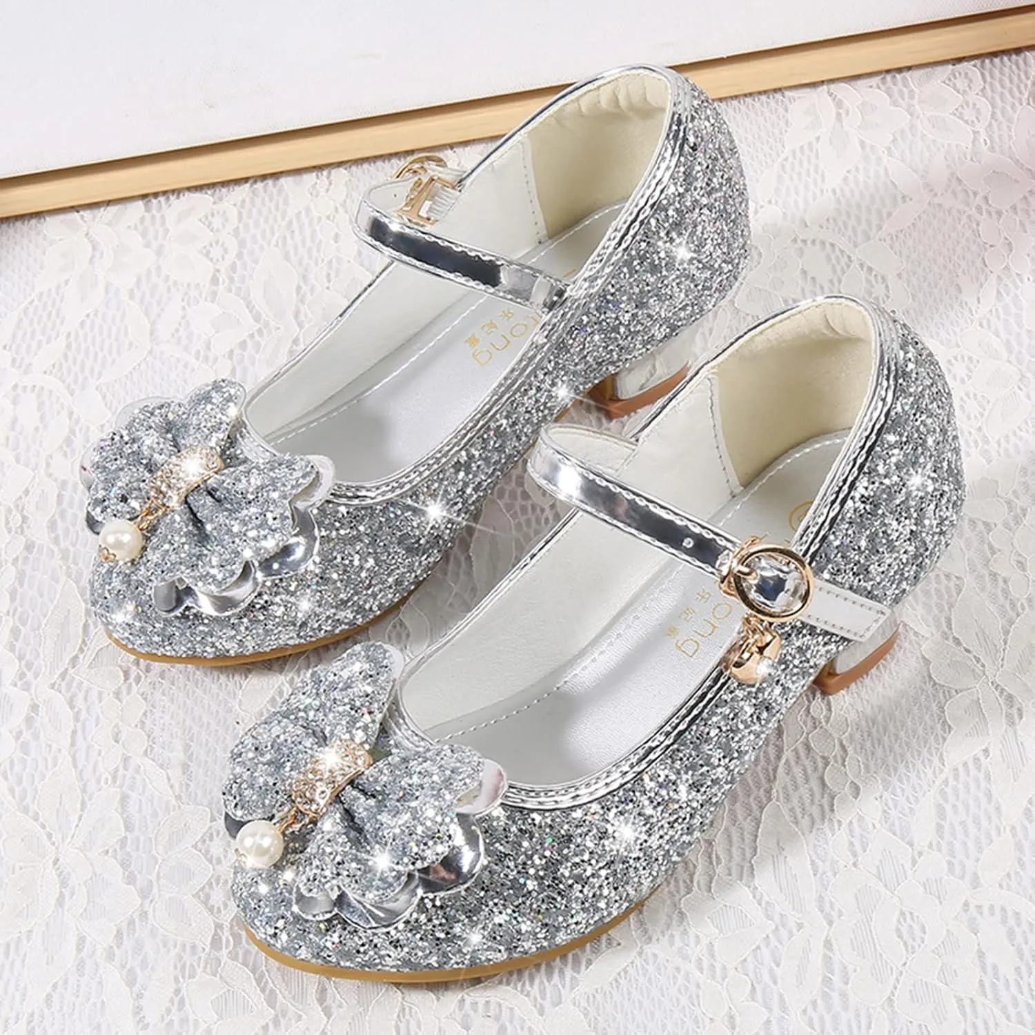 Shoes for Girls,Toddler Girl Glitter Sequins Princess Shoes Low Heels Party Dress Dance Shoes Rhinestone Sandals Shoes