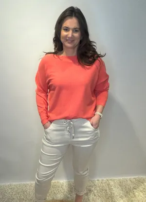 Soft Coral Relaxed-Fit Jumper