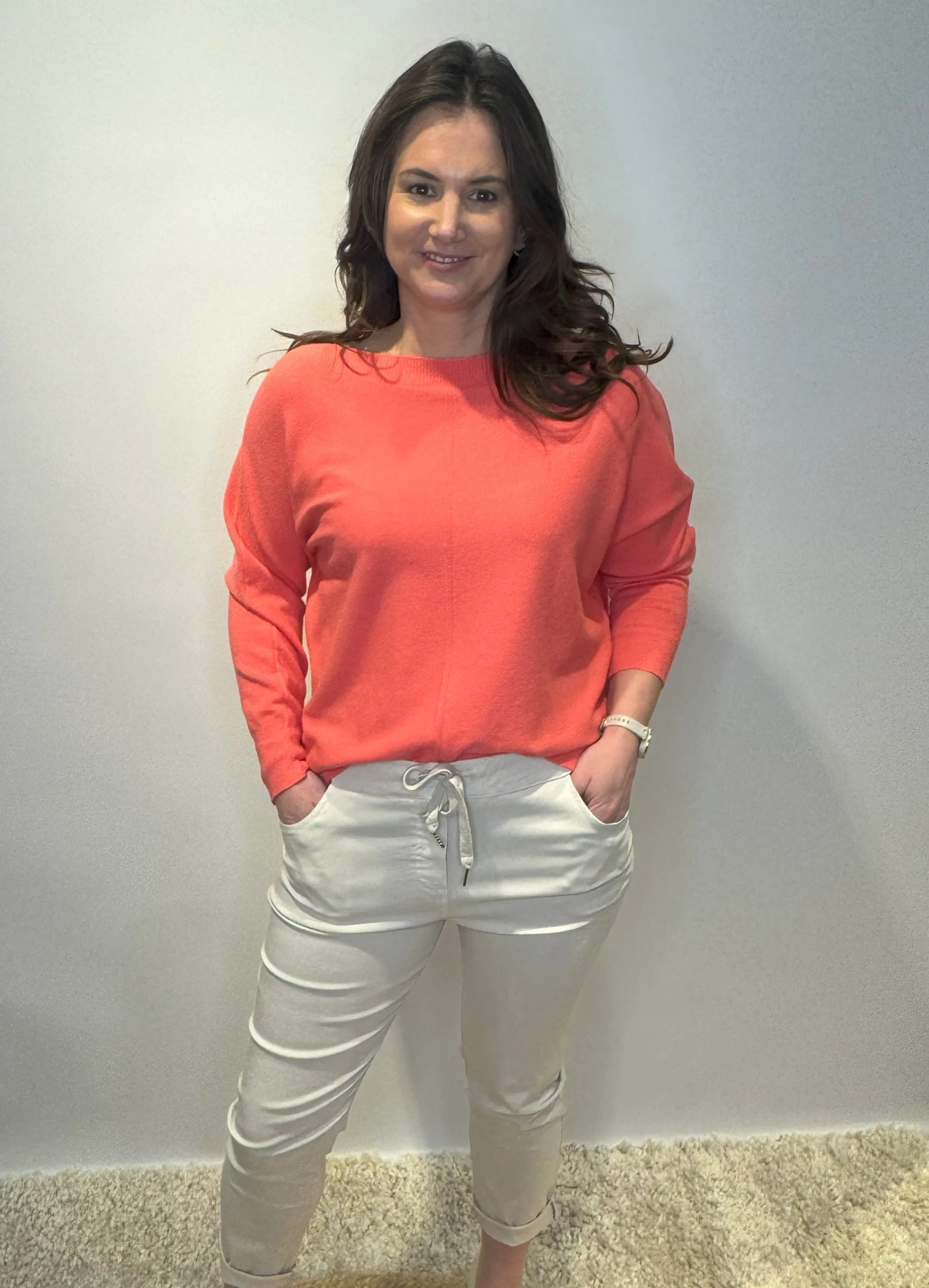 Soft Coral Relaxed-Fit Jumper