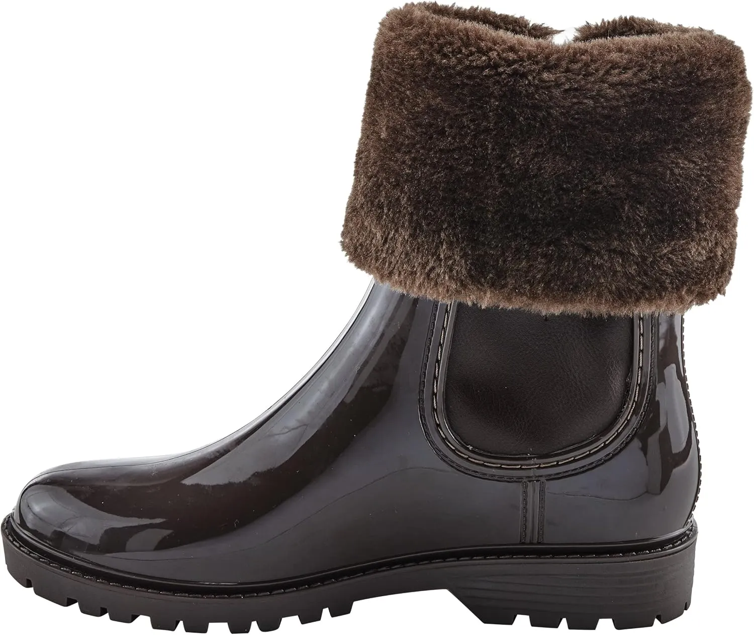 Spring Step Wellies Rain Boots for Women - Waterproof Boots with Faux Fur Collar - Western Ankle Boots for Women with Zipper Closure
