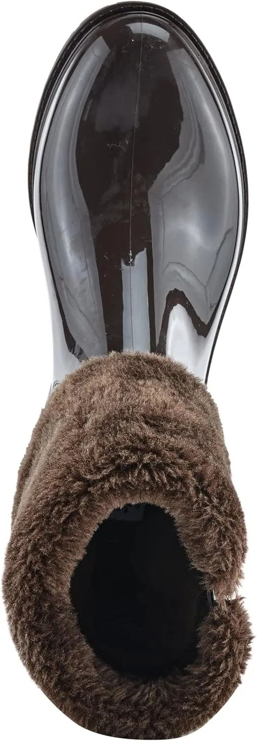 Spring Step Wellies Rain Boots for Women - Waterproof Boots with Faux Fur Collar - Western Ankle Boots for Women with Zipper Closure