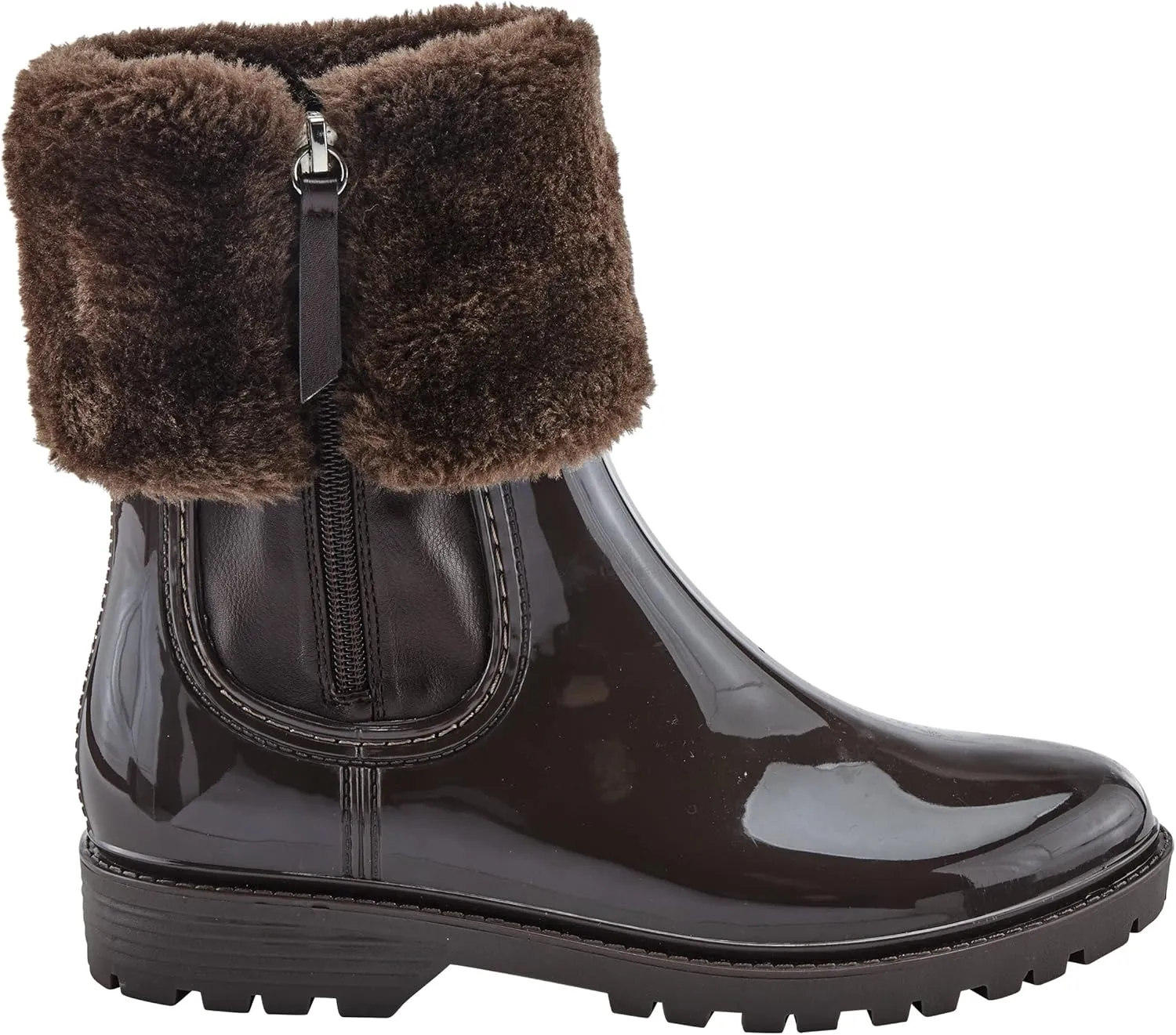 Spring Step Wellies Rain Boots for Women - Waterproof Boots with Faux Fur Collar - Western Ankle Boots for Women with Zipper Closure