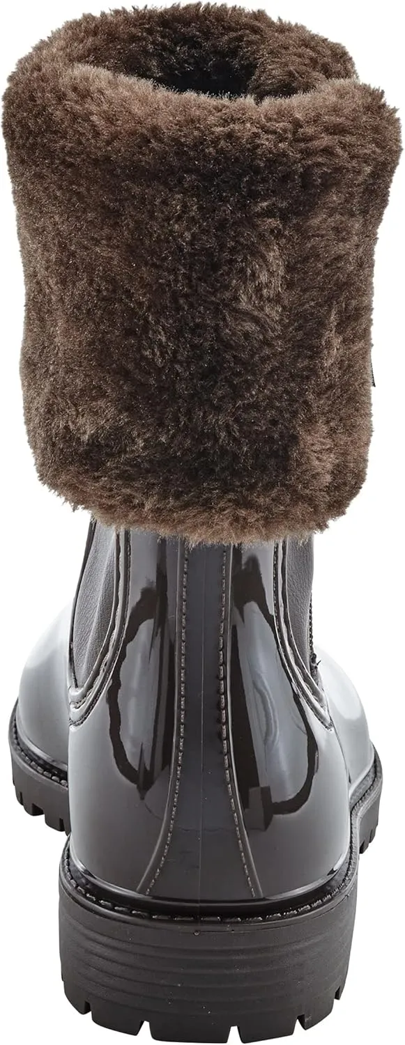 Spring Step Wellies Rain Boots for Women - Waterproof Boots with Faux Fur Collar - Western Ankle Boots for Women with Zipper Closure