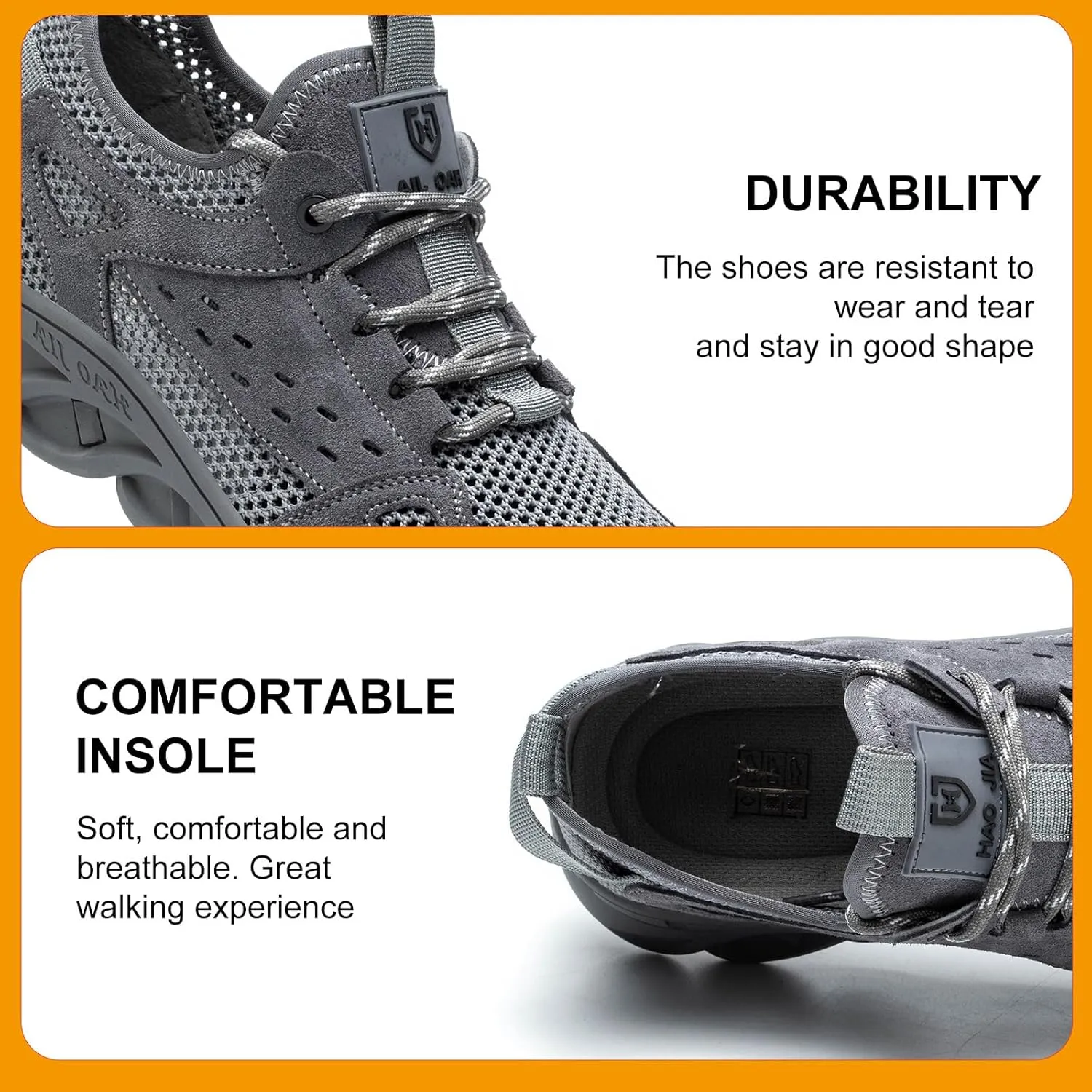 Steel Toe Sneakers for Men Comfortable Breathable Safety Slip-Resistant Shoes Industrial Construction Shoes