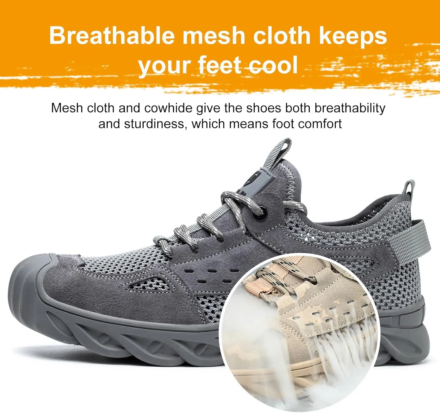 Steel Toe Sneakers for Men Comfortable Breathable Safety Slip-Resistant Shoes Industrial Construction Shoes