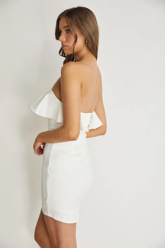 Strapless Mini Dress With Ruffled Layer Top