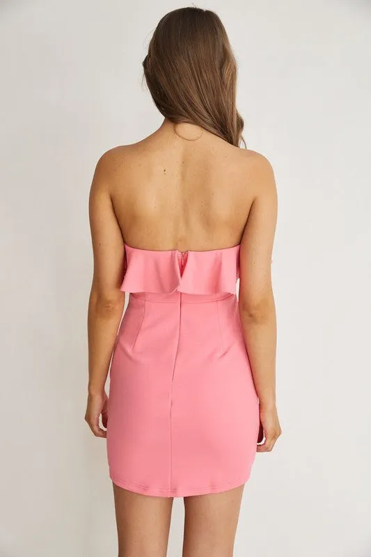 Strapless Mini Dress With Ruffled Layer Top