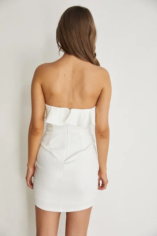 Strapless Mini Dress With Ruffled Layer Top
