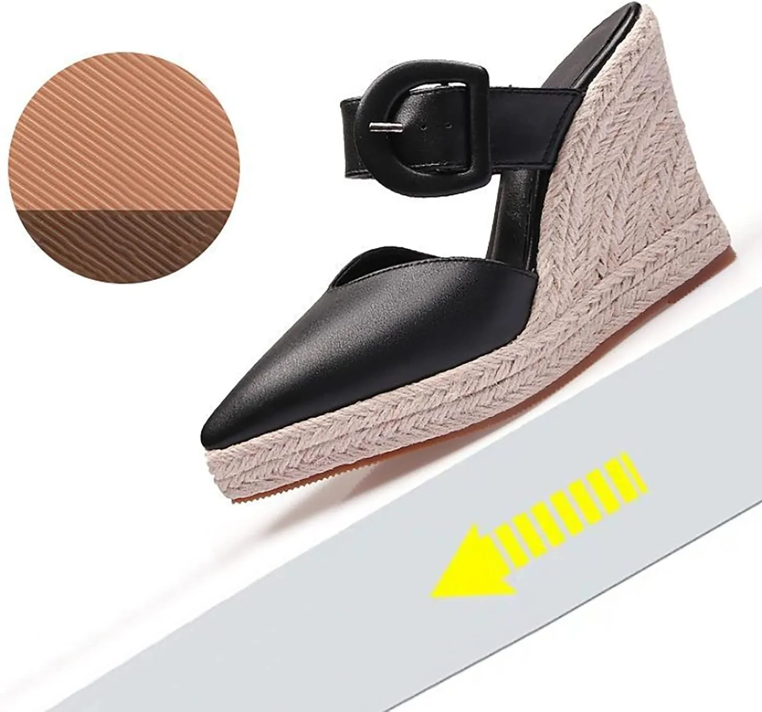 Thick Sole Wedge Slippers Women Summer Heel Straw Woven Casual Pointed Fisherman Shoes Mens Leather Open Toe