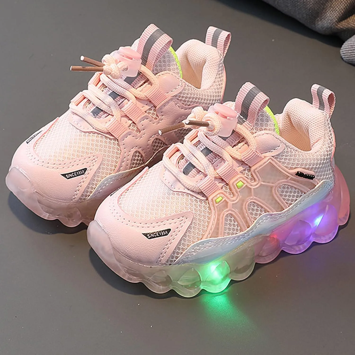 Toddler Girls Boys LED Flashing Sneakers Kids Lightweight Mesh Breathable Soft Sole Casual Sport Shoes for School