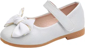 Toddler Girls Cute Bowknot Dress Shoes Kids Wedding Party School Platform Shoes Flat Bottom Strap Mary Jane Slides