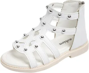 Toddler Girls Flat High Top Sandals Open Toe Rubber Soft Sole Non Slip Outdoor Casual Roman Shoes for Big Kids