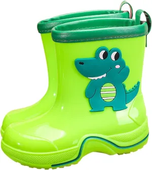 Toddler Kids Reflective Stripes Rain Boots Non Slip Waterproof Rubber Boots in 3D Patterns for Boys Kids Water Shoes