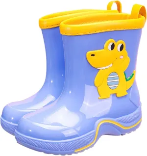 Toddler Kids Reflective Stripes Rain Boots Non Slip Waterproof Rubber Boots in 3D Patterns for Boys Kids Water Shoes