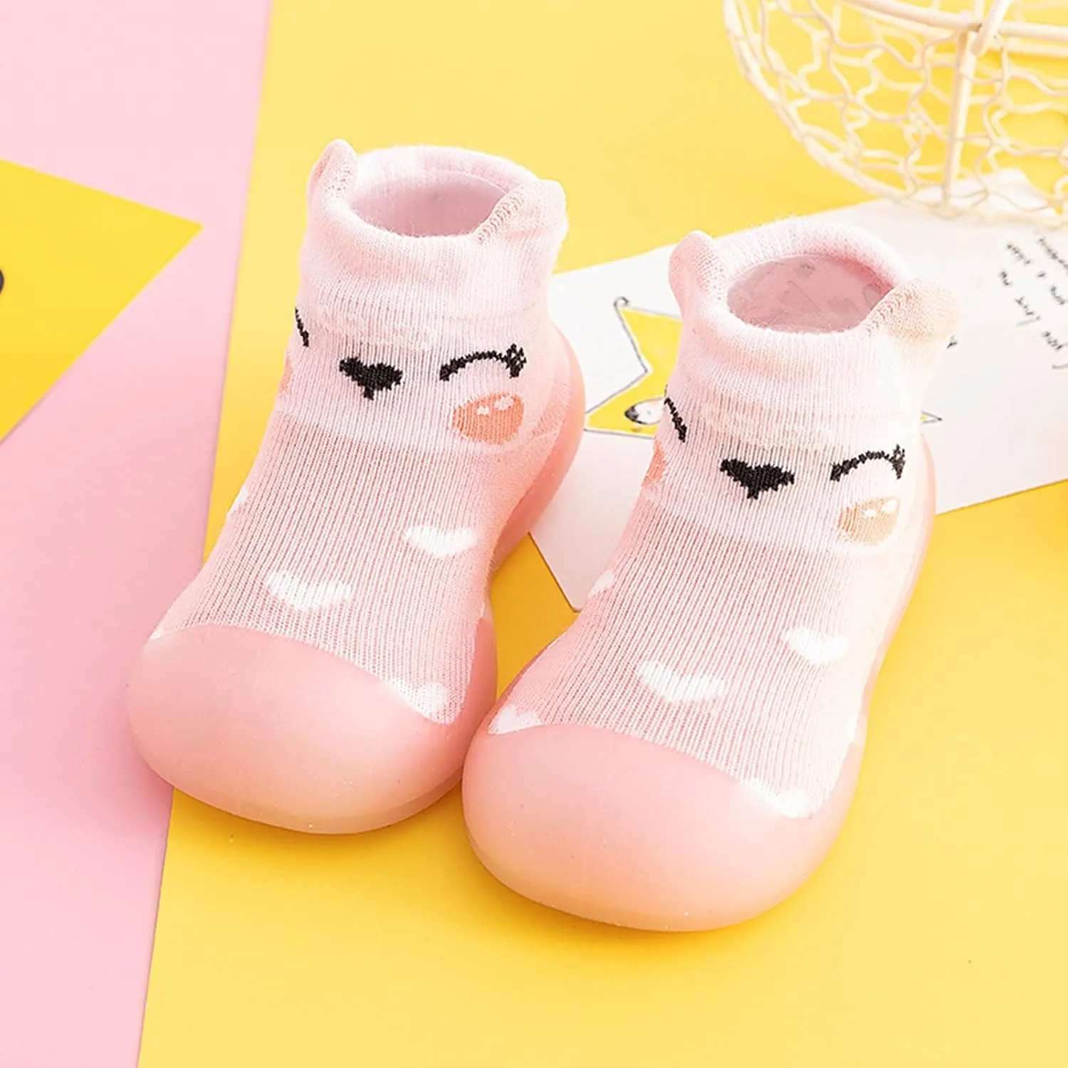 Toddler Knit Kids Girls Rubber Baby Sole Slipper Shoes Boys Soft Stocking Solid Warm Baby Shoes Size 4