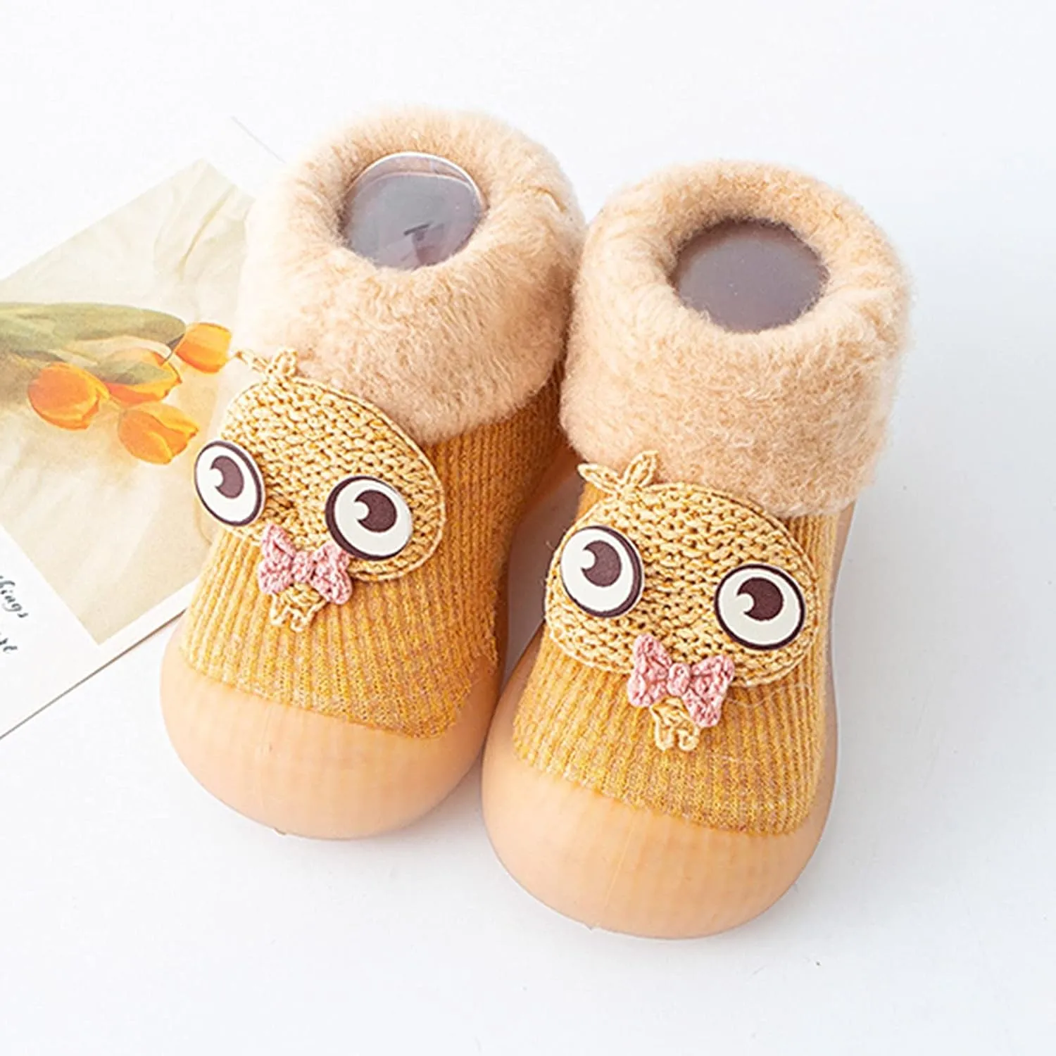 Toddler Sock Shoes,Kids Baby Boys Girls Warm Socks Shoes Knit Soft Solid Toddler Stocking Rubber Baby Slipper
