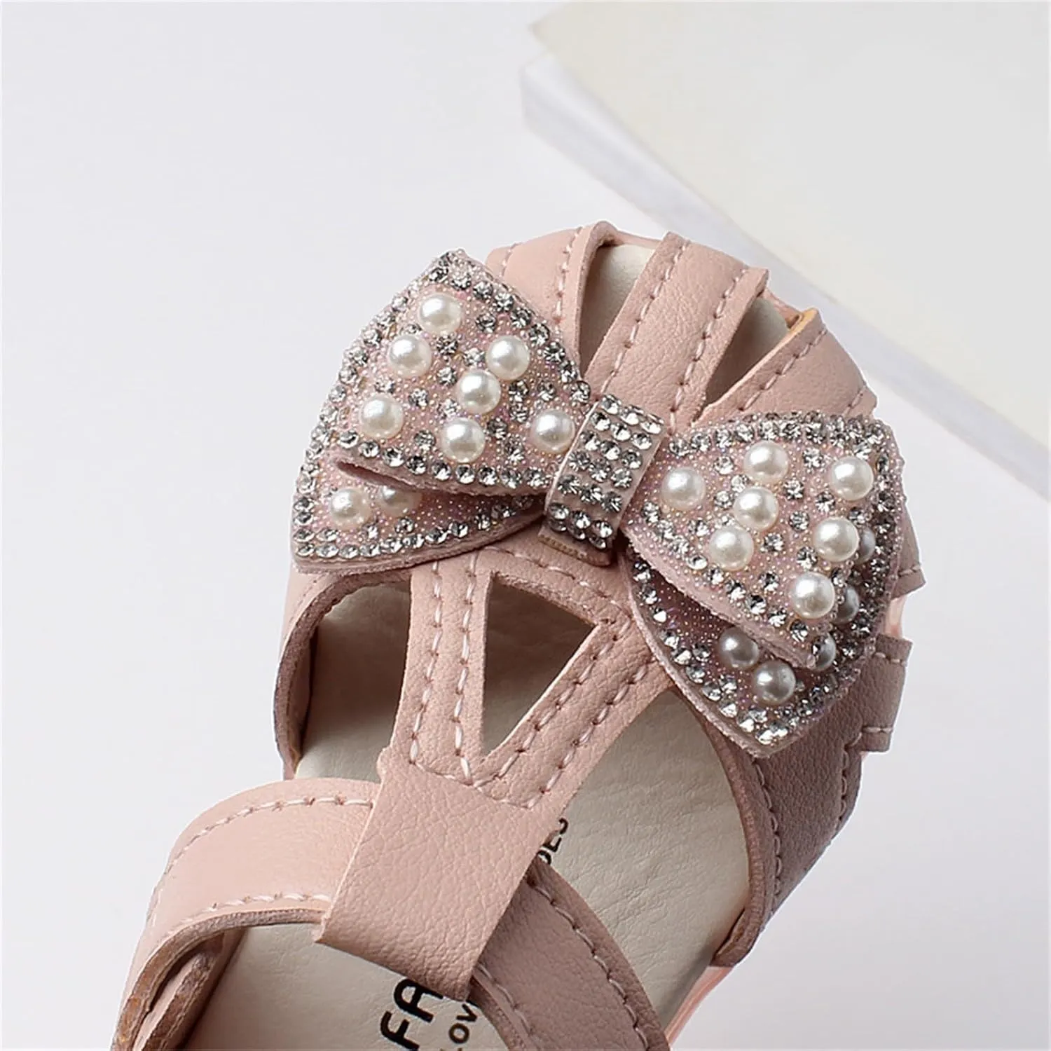 Toddlers Girls Closed Toe Bowknot Sandals Leather Soft Flat Shoes Baby Infant First Girls Dress Sandals Formal Shoes