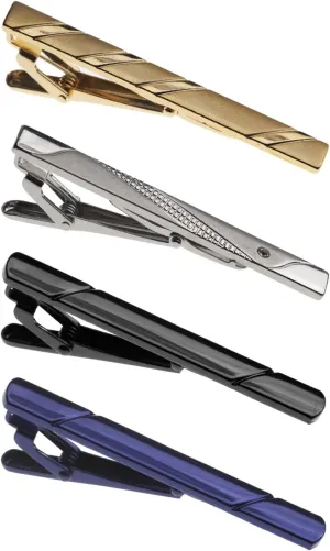 Unique Tie Clips for Men Black Silver Gold Blue Tie Bars for Men Suitable for Wedding Business Father's Day Tie Bar Clips for Men Set for Regular Ties Necktie Personalized Tie Clips Set